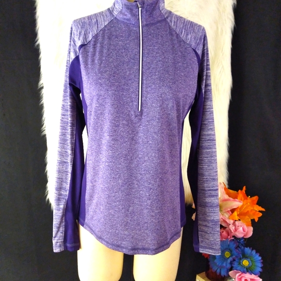 Danskin Now Tops - Danskin Purple Semi Fitted Front Zip Long Sleeve L